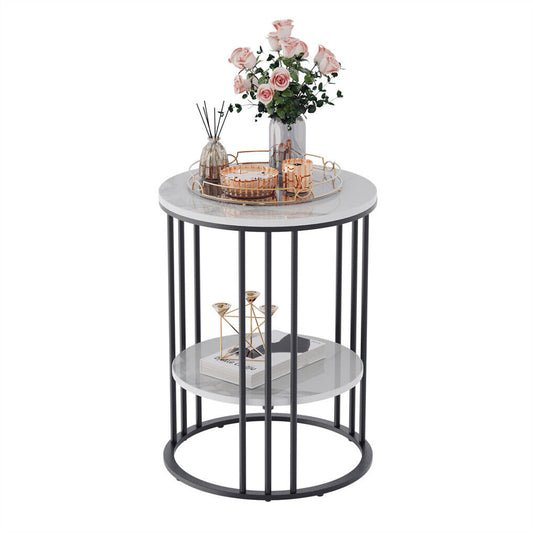 Interior Ave Cleo Black Two Shelf Stone Side Table - Modern Design