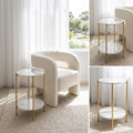 Interior Ave Alba Gold Side Table, 40.5x55cm, Sintered Stone Marble, 40kg Capacity - SuperSaverAU - view 2
