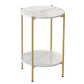 Interior Ave Alba Gold Side Table, 40.5x55cm, Sintered Stone Marble, 40kg Capacity - SuperSaverAU - view 3