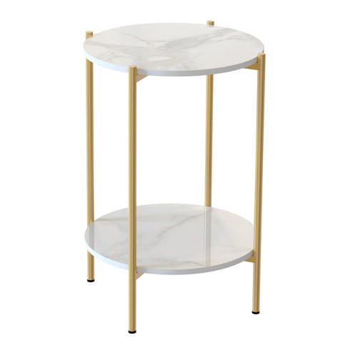 Interior Ave Alba Gold Side Table, 40.5x55cm, Sintered Stone Marble, 40kg Capacity - SuperSaverAU - view 3