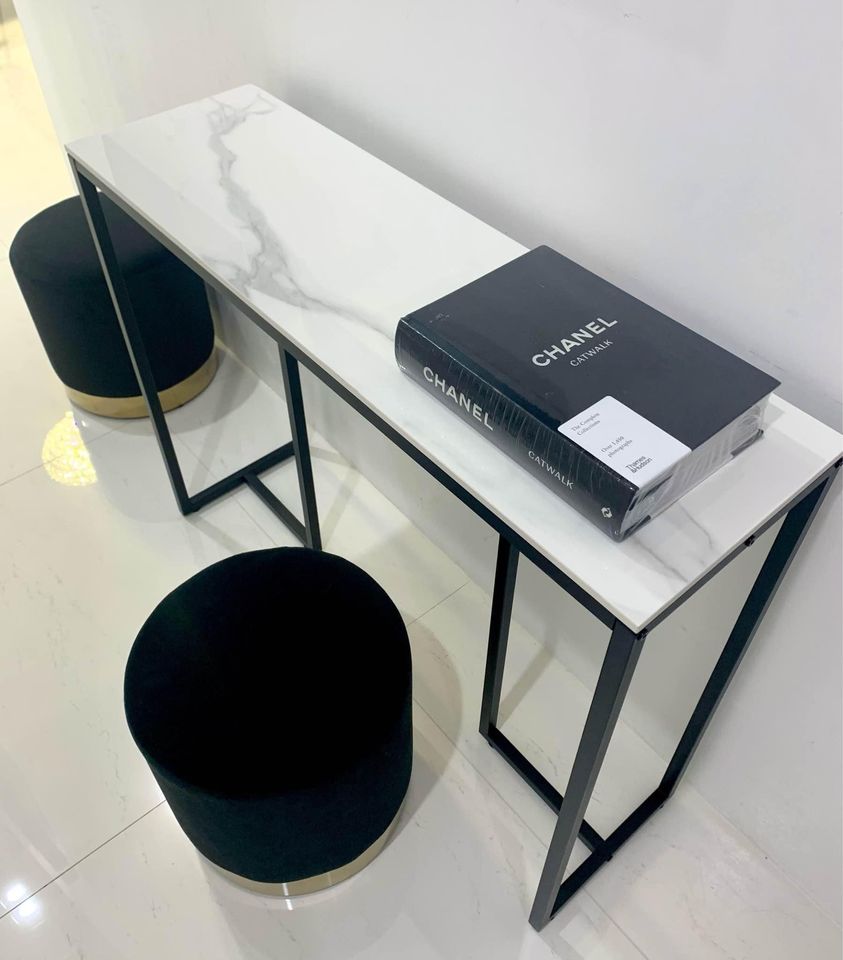 Interior Ave Stone Marble Console Table - Black & White, 100x30x78.5cm - SuperSaverAU - view 4