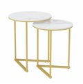 Interior Ave Nala Gold Nested Side Table Set Sintered Stone 2 Piece