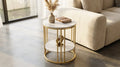 Interior Ave Cleo Gold Two Shelf Stone Side Table 40x40x53cm