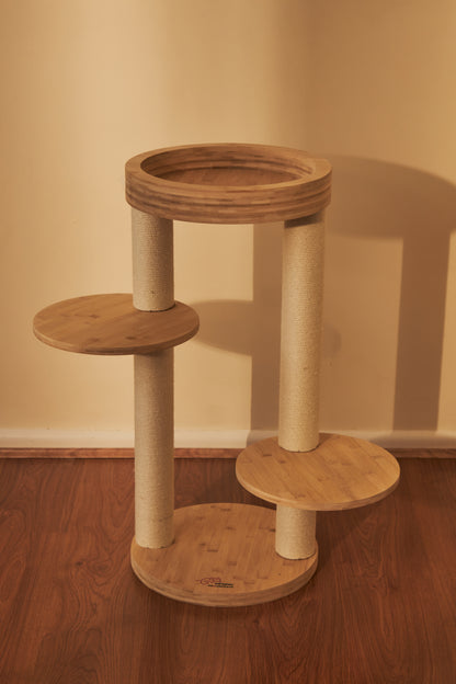 Whisker Wonderland Eco-Friendly Bamboo Cat Tree Small - Multi-Level, Stable, Sisal Scratching