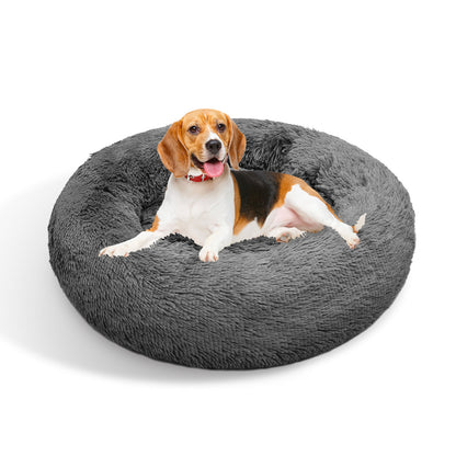 Pet Bed Dark Grey 90x90x20cm - Plush Calming Bed for Dogs/Cats
