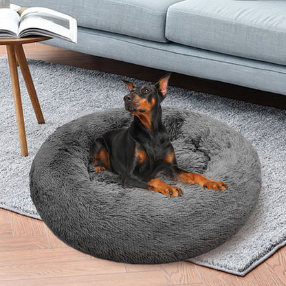 Pawfriends Dog Cat Calming Bed Dark Grey 100cm Plush Non-Toxic Sleeping Bed