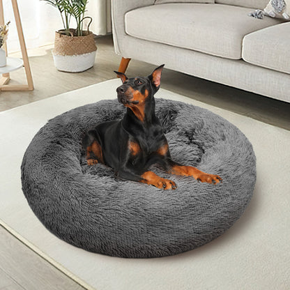 Pawfriends Dog Cat Calming Bed XXL 120x120x20cm Dark Grey Soft Washable