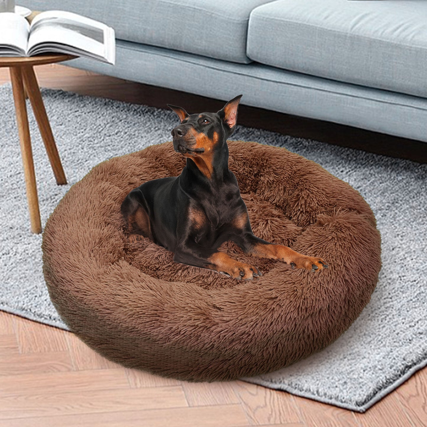 Pawfriends Pet Dog Bed XXL 120cm Soft Polyester Non-Toxic Plush Round Nest