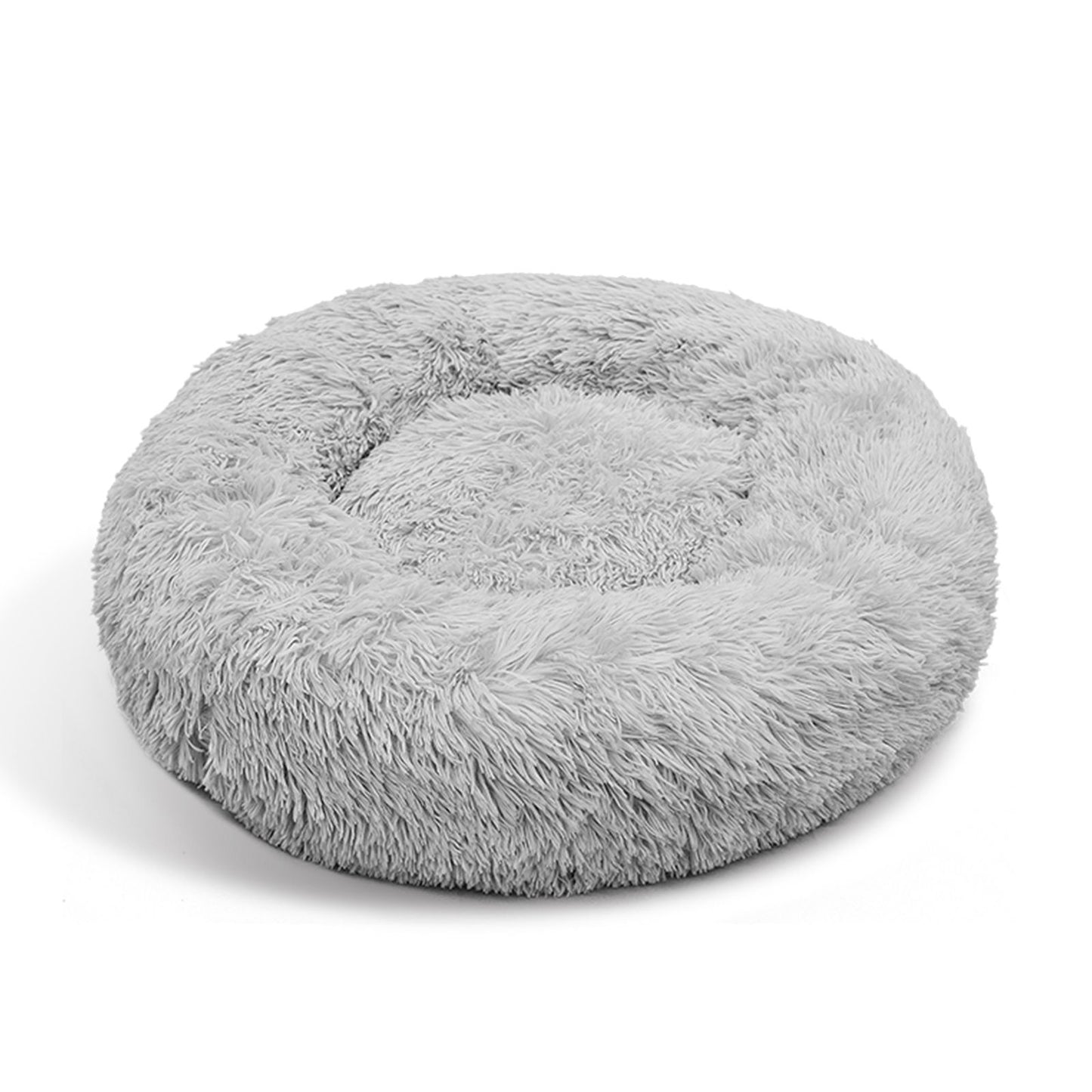 Luxurious Pet Bed for Dogs/Cats, Light Grey, M 70cm, Soft Polyester, Non-Slip Base