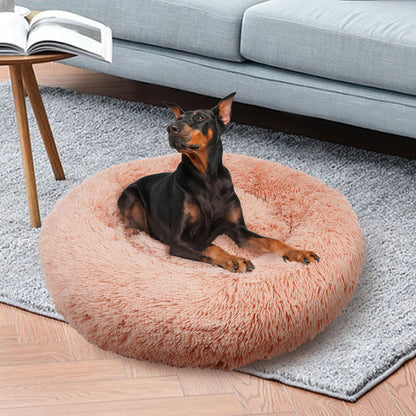 Pet Bed Pink 90x90x20cm Soft Polyester Non-Toxic with Non-Slip Base