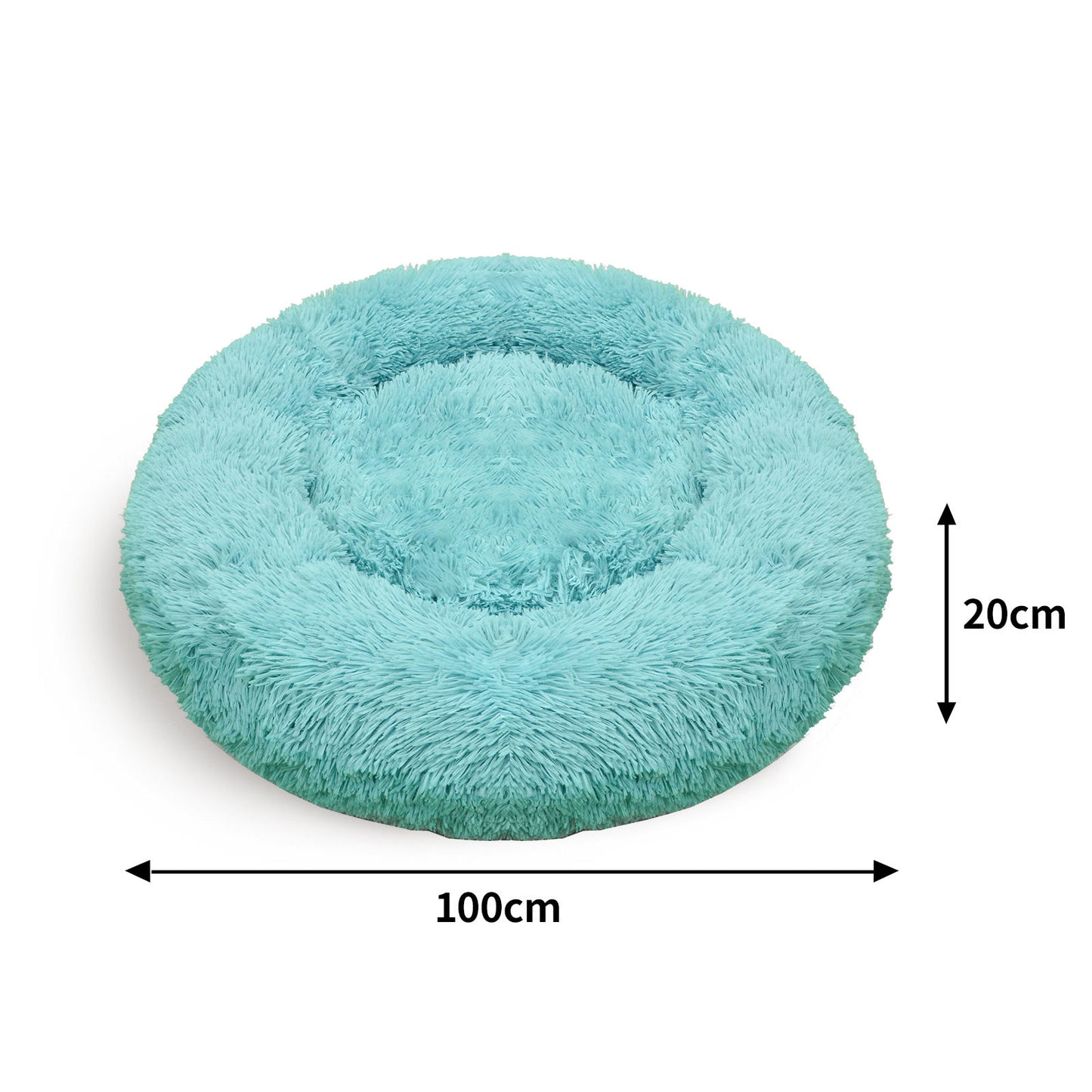 Pet Bed XL 100x100cm Teal Polyester Non-Toxic Plush Filling Non-Slip Base