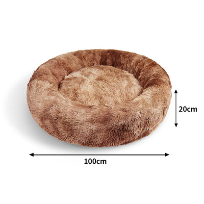 Pawfriends Round Pet Bed 100cm - Soft Plush, Washable Zipper Cover, Non-Toxic