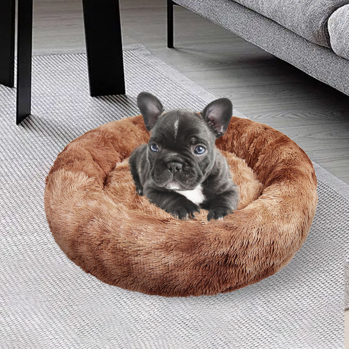 Pawfriends Round Pet Bed 100cm - Soft Plush, Washable Zipper Cover, Non-Toxic