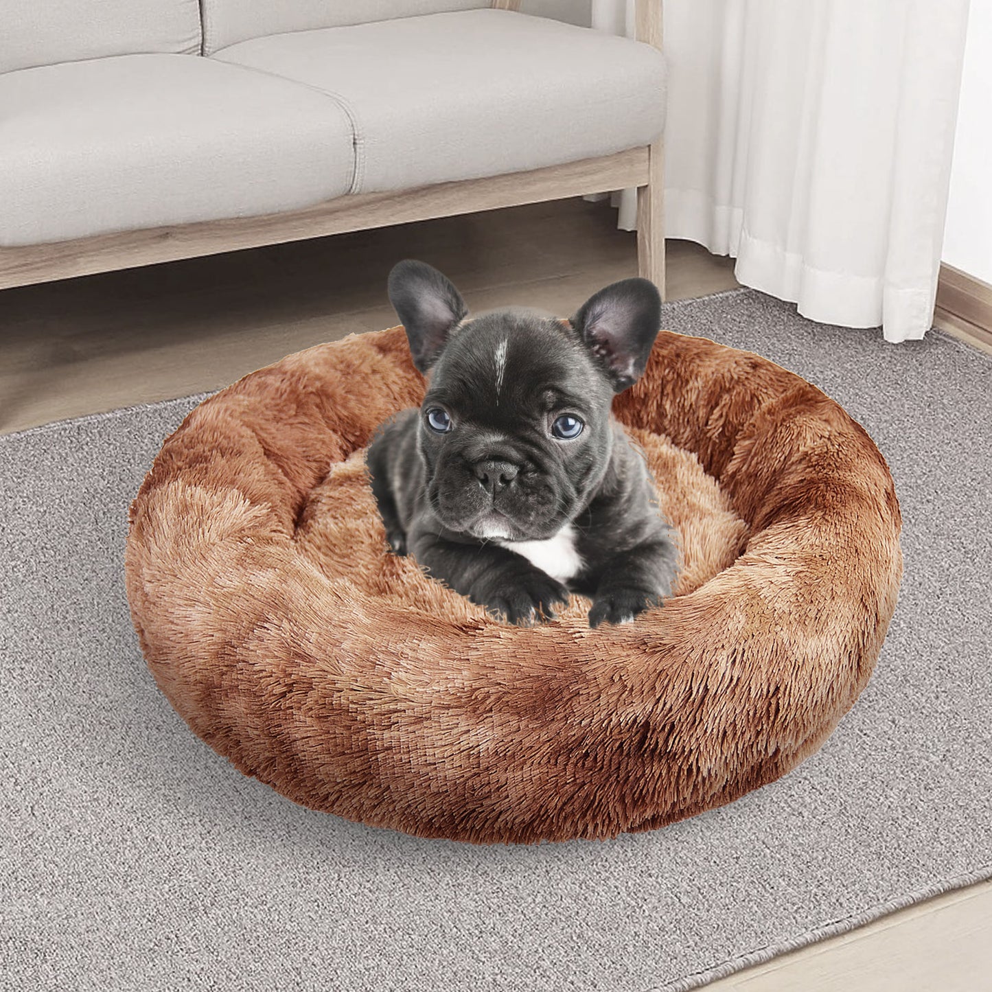 Pawfriends Round Pet Bed 70cm - Soft Plush, Non-Toxic, Non-Slip Base