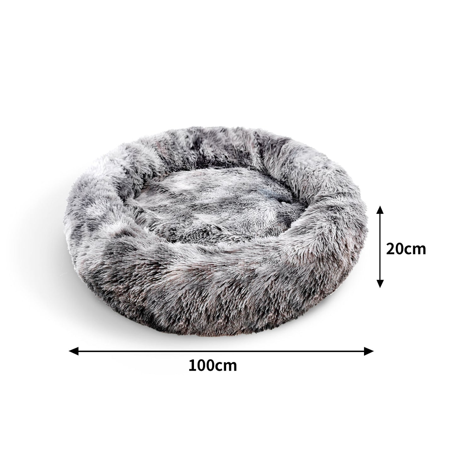 Pawfriends Pet Bed Round 100cm Dark Grey Polyester Non-Toxic Washable Mat