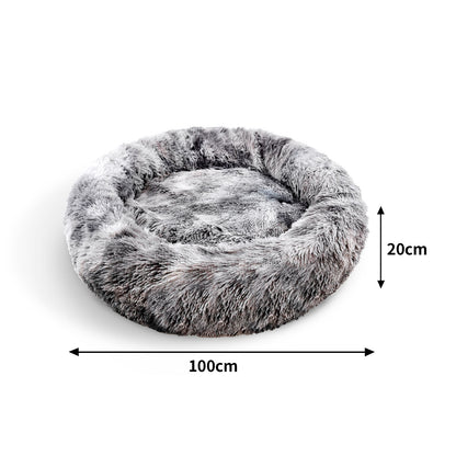 Pawfriends Pet Bed Round 100cm Dark Grey Polyester Non-Toxic Washable Mat