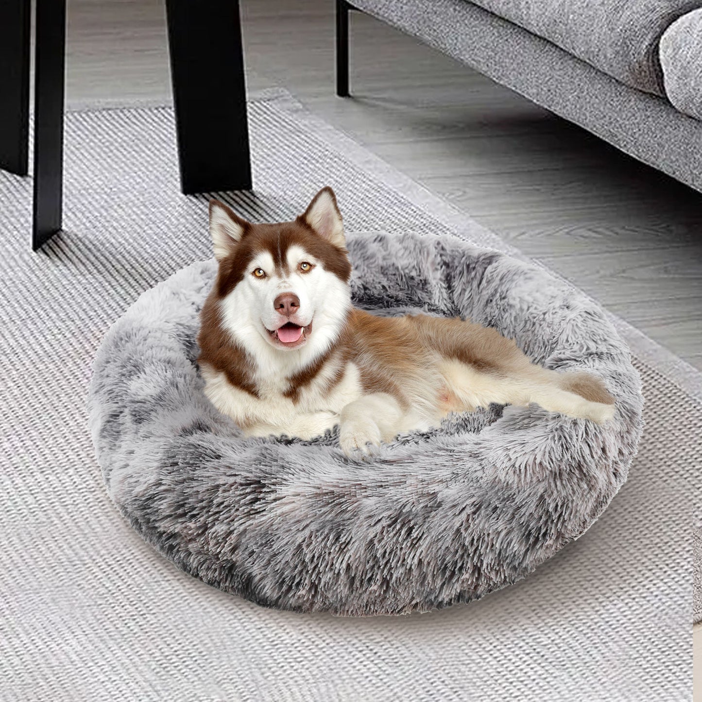 Pawfriends Pet Bed Round 100cm Dark Grey Polyester Non-Toxic Washable Mat