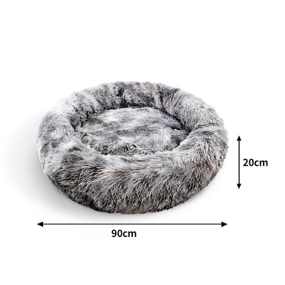 Pawfriends Pet Bed Round 90cm Dark Grey Polyester Comfy for Dogs & Cats