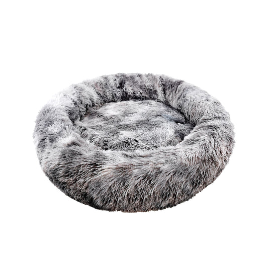 Pawfriends Pet Bed XL 120cm Round Soft Plush Removable Washable Dark Grey