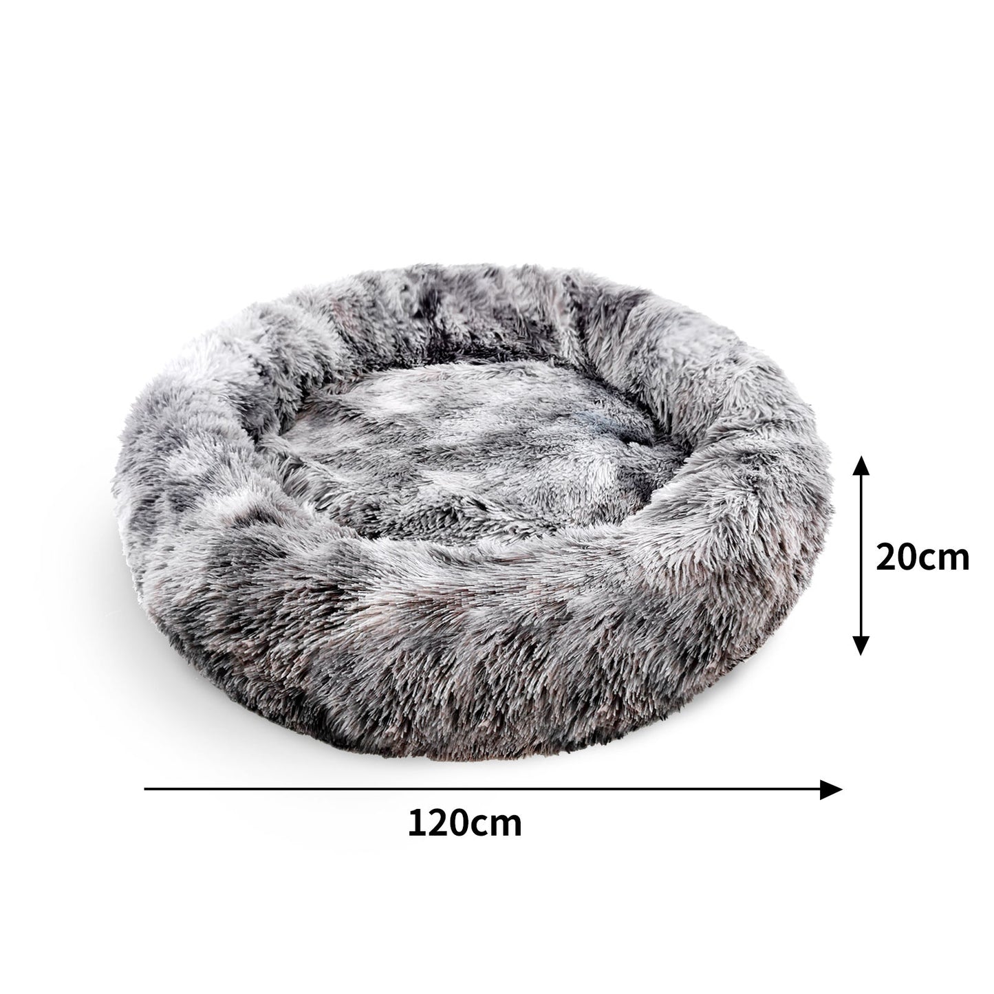 Pawfriends Pet Bed XL 120cm Round Soft Plush Removable Washable Dark Grey