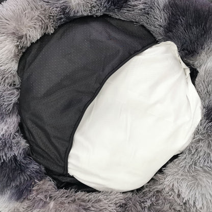 Pawfriends Pet Bed XL 120cm Round Soft Plush Removable Washable Dark Grey