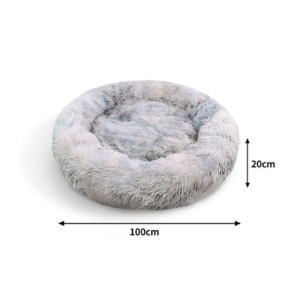 Pawfriends Pet Bed Round 100cm Soft Plush Washable Zipper Cover for Dogs/Cats