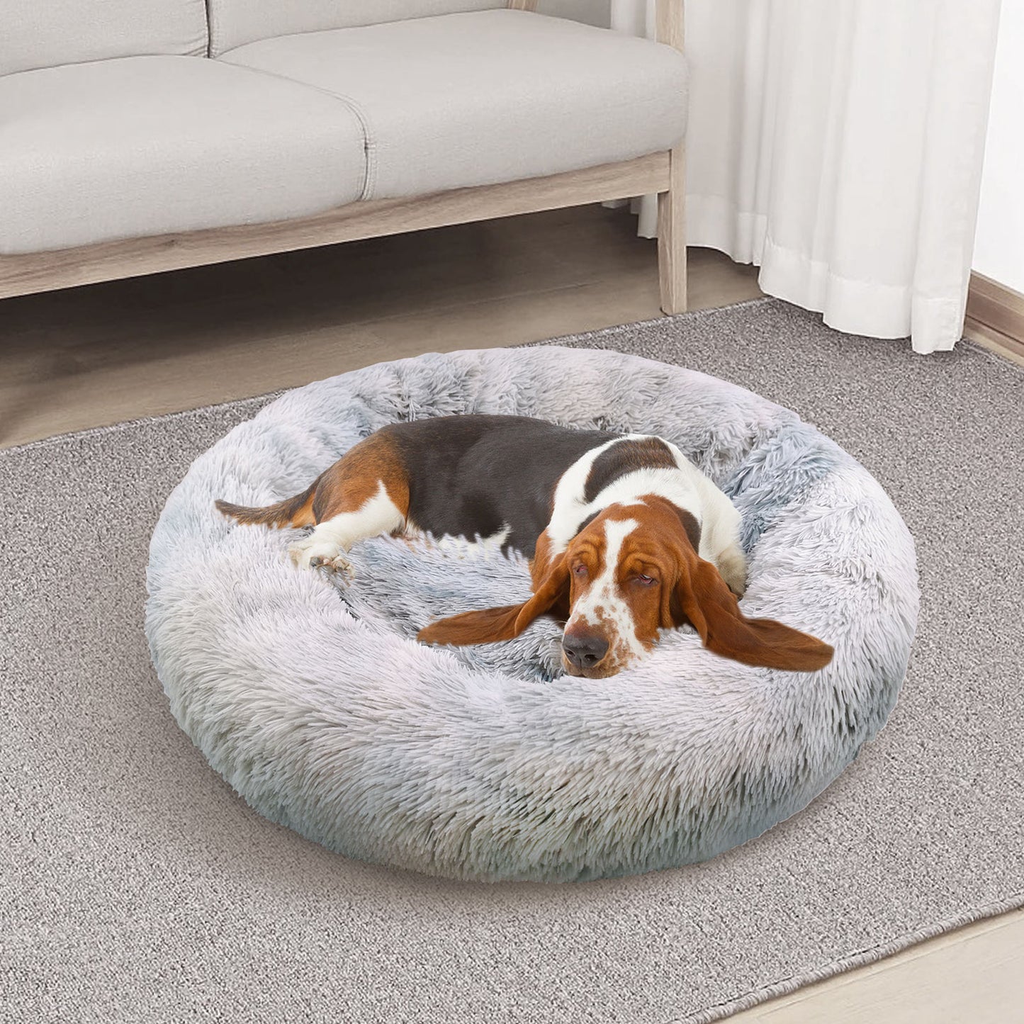 Pawfriends Pet Bed Round 100cm Soft Plush Washable Zipper Cover for Dogs/Cats