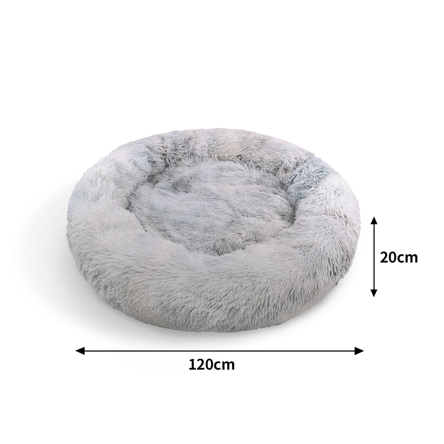 Pawfriends Round Pet Bed 120cm - Soft Plush, Washable, Non-Toxic, Light Gray