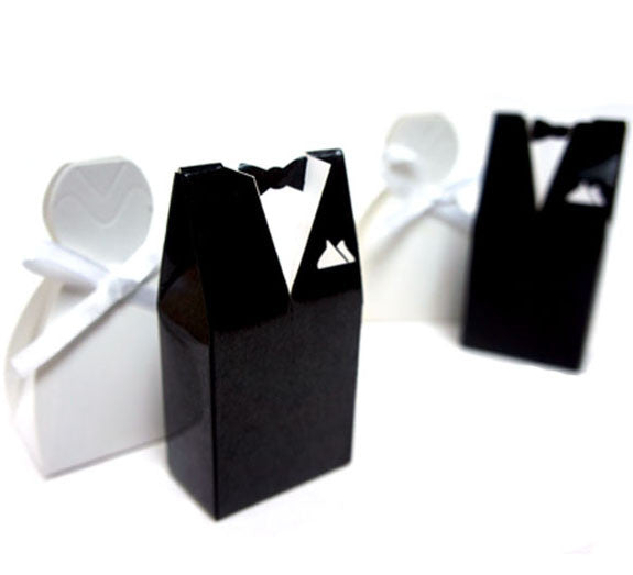 100 Pack of 50 Bride Gown and 50 Groom Tux Wedding Bridal Bomboniere Favor Candy Choc Almond Box - NW - SuperSaverAU - view 2