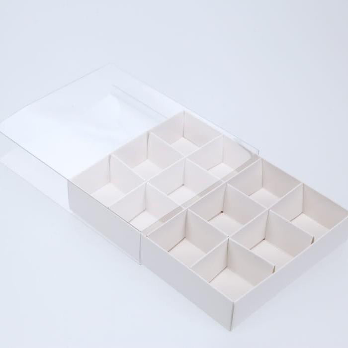 White Card Gift Box - 100 Pack for Chocolates - 12 Compartment Inserts