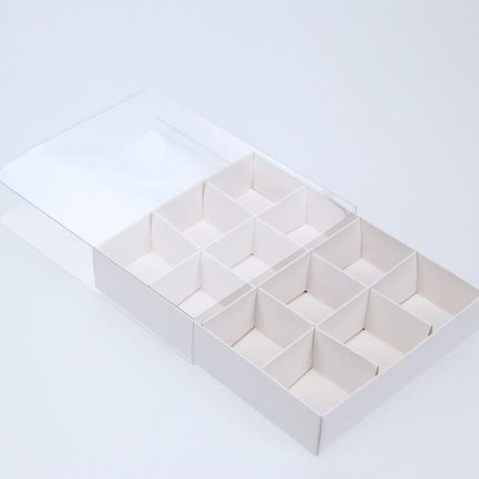 White Card Gift Box - 100 Pack for Chocolates - 12 Compartment Inserts