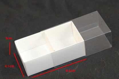 White Card Gift Box 100 Pack - 2 Bay Compartments - 8x4x3cm with Clear Lid