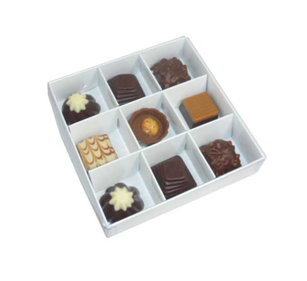 White Card Gift Box - 100 Pack for Chocolates - 9 Compartment Inserts - SuperSaverAU - view 1