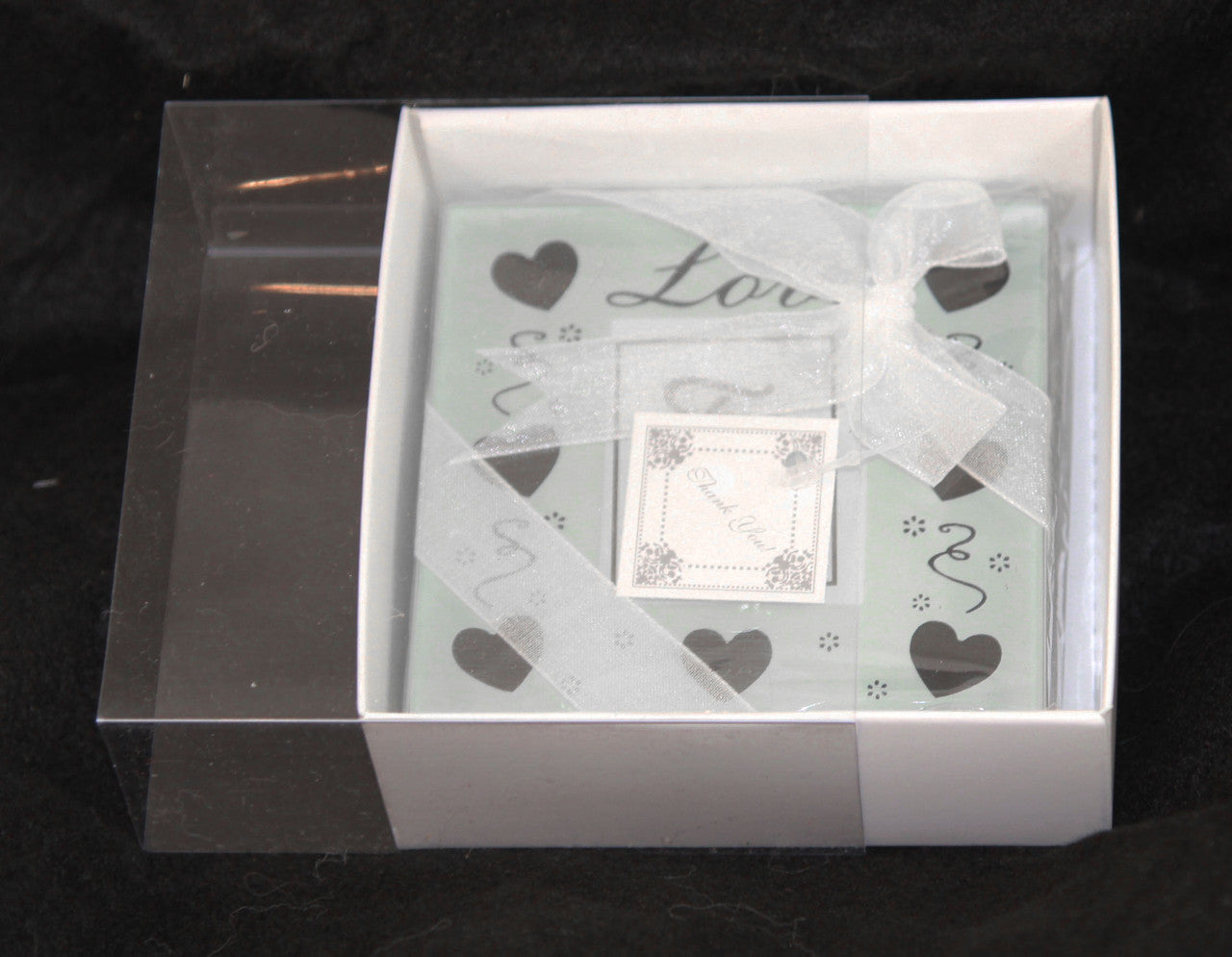 100 Pack of 8cm Square Wedding Invitation Coaster Favor Function product Presentation Cookie Biscuit Patisserie Gift Box - 2cm deep - White Card with Clear Slide On PVC Lid - SuperSaverAU - view 2