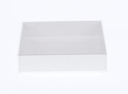 White Card Box 100 Pack - 17x25x5cm with Clear Slide Lid for Gifts