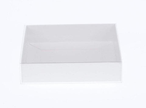 White Card Box 100 Pack - 25x25x6cm with Clear Slide Lid for Gifts - SuperSaverAU - view 1