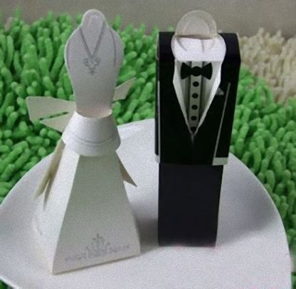 10pk Kate Aspen Bride & Groom Favor Boxes (5 Pairs) for Wedding Bomboniere