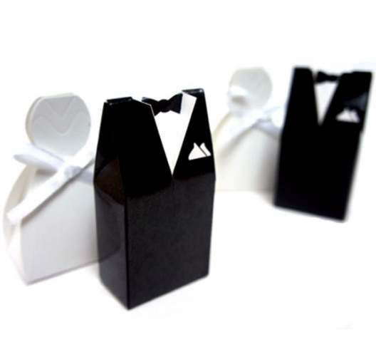 10 Pack of 5 Bride Gown and 5 Groom Tux Wedding Bridal Bomboniere Favor Candy Choc Almond Box - NW - SuperSaverAU - view 1