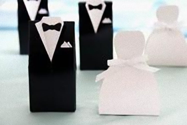 10 Pack of 5 Bride Gown and 5 Groom Tux Wedding Bridal Bomboniere Favor Candy Choc Almond Box - NW - SuperSaverAU - view 4