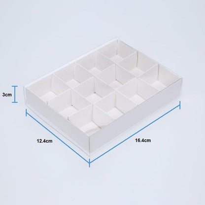 10 pk 12-Bay White Card Gift Box  Clear Lid for Chocolate/Soap 16 x 12 x 3 cm