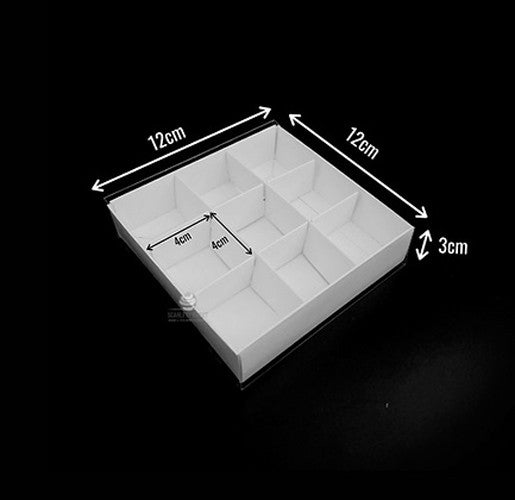 10 pk 9-Bay White Card Gift Box w/ Clear Lid for Chocolate/Soap (12 x 12 x 3 cm)