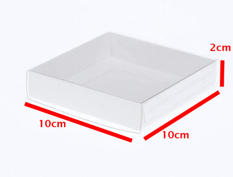 10pk White Square Presentation Box (10x10x2cm) w/ Clear PVC Lid - SuperSaverAU - view 2