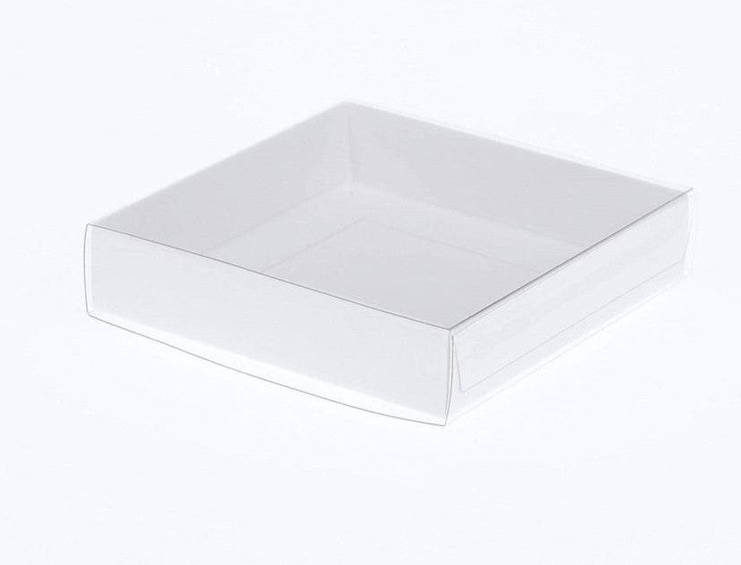 10pk White Square Presentation Box (10x10x2cm) w/ Clear PVC Lid
