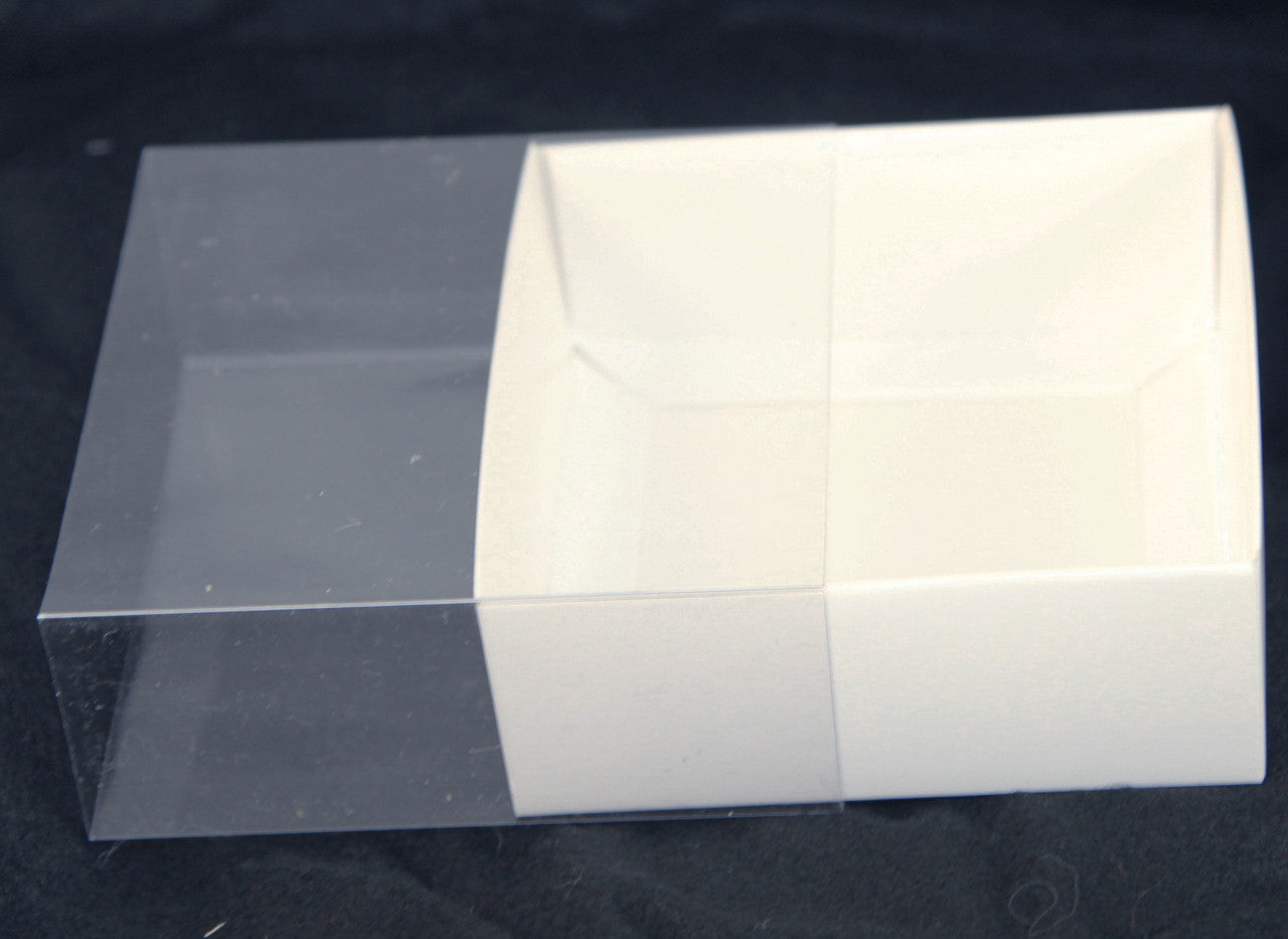 10pk White Square Presentation Box (10x10x2cm) w/ Clear PVC Lid