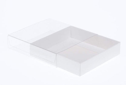 10pk White Square Presentation Box (10x10x4cm) w/ Clear PVC Lid
