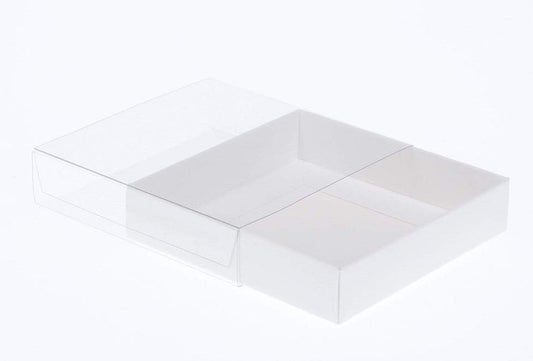 10pk White Square Presentation Box (10x10x4cm) w/ Clear PVC Lid