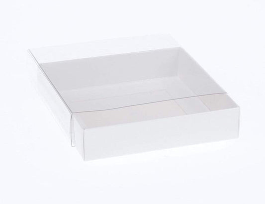 10pk White Square Presentation Box (15x15x4cm) w/ Clear PVC Lid