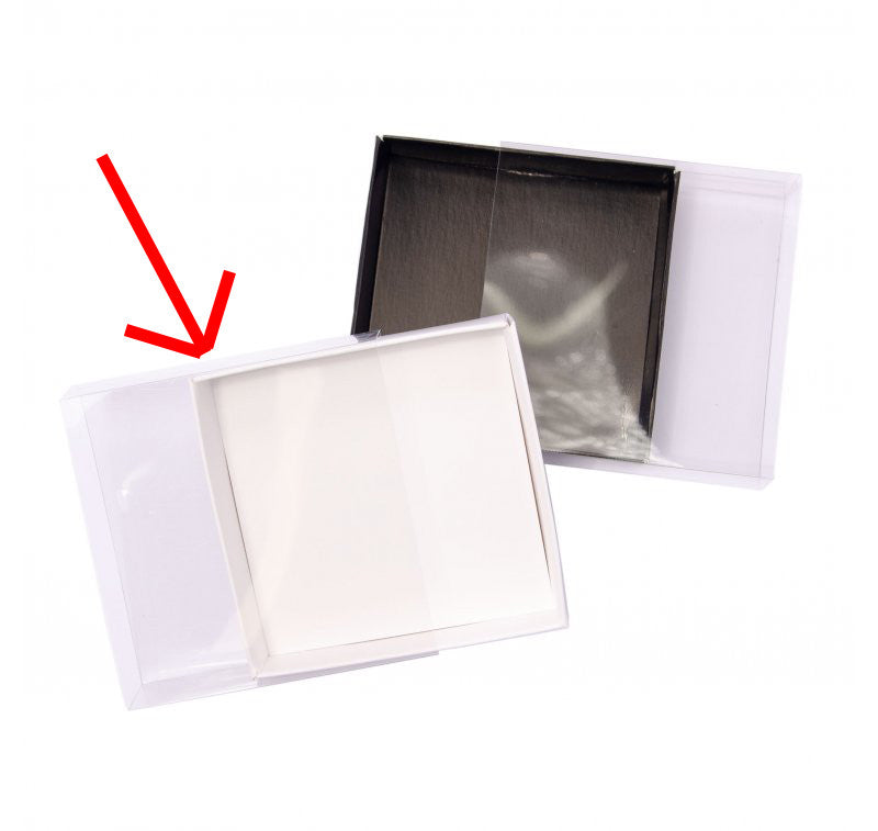 10pk White Square Presentation Box (15x15x4cm) w/ Clear PVC Lid