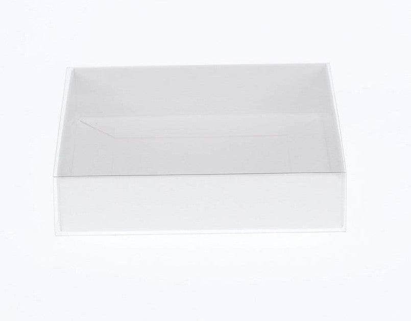 10pk White Square Presentation Box (15x15x4cm) w/ Clear PVC Lid