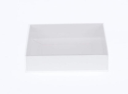 10pk White Square Presentation Box (8x8x2cm) w/ Clear PVC Lid